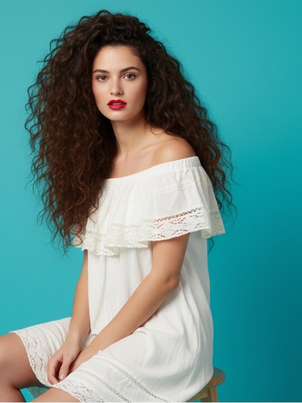 Dex  White Crochet Lace Lined Off Shoulder Beachy Dress Size M